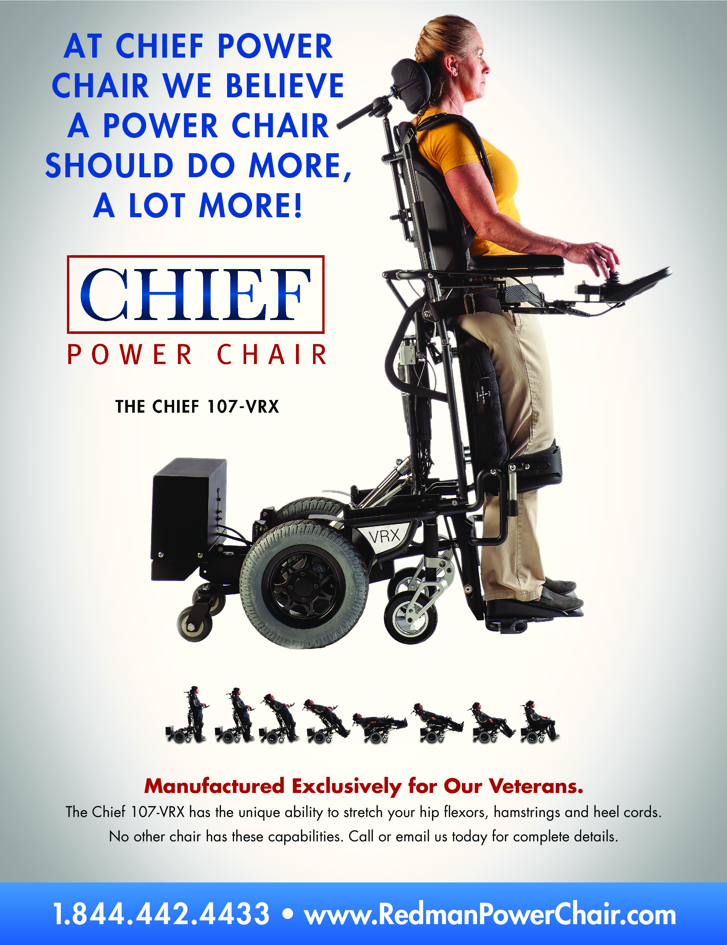 Veteran S Programs Redman Power Chair To Learn More About The Chief Stand Up Power Chairs For Members Of Military Please Call Our S Staff At 1 800 727 6684 And Dial Extension
