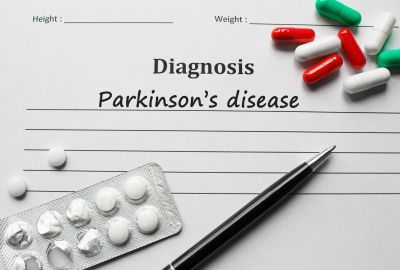 Image of paper containing the heading "diagnosis: Parkinson's disease"