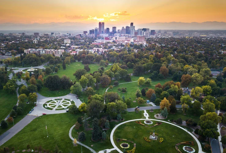 aerial view of park