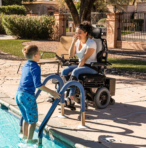 emotionally happy woman on a wheelchair